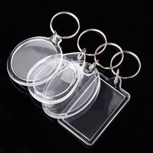 SAUVOO 5pcs/lot Acrylic Transparent Photo Keychain Custom Frames Insert  Clear Blank Acrylic Discs Round Keychain